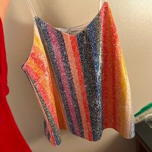 Super cute rainbow sparkly top, size large from Fate